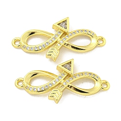 Настоящее золото 18K Покрытие стойки латунь микро-паве прозрачный кубический цирконий стрелка бесконечные звенья, долговечный, без кадмия и без свинца, реальный 18 k позолоченный, 27x14x3 мм, отверстие : 1.4 мм