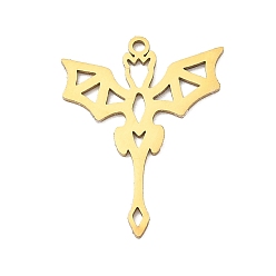 Golden 201 Edelstahl Anhänger, Drachenzauber, golden, 26x20x1 mm, Bohrung: 1.4 mm