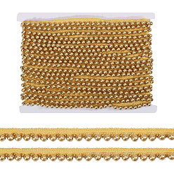 Золотистый Полиэстеровая лента с морщинами, кружевной отделкой, с бусинами из искусственного жемчуга и картонной карточкой-дисплеем, золотые, 1/2 дюйм (12 мм), 10 ярдов