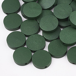 Зеленый Бусины из натуральной груши, окрашенные, плоско-круглые, зелёные, 15x4 мм, отверстие : 1.8 мм