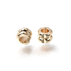 Light Gold Brass Beads, Barrel with Groove, Rack Plating, Long-Lasting Plated, Light Gold, 3x3.3x3.3mm, Hole: 2mm