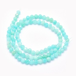 Amazonite Natural Amazonite Beads Strands, Round, Faceted, 4mm, Hole: 0.5mm, about 93pcs/strand, 15.5 inch(39.5cm)