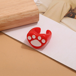 Красный Открытые манжеты из смолы, отпечаток лапы, красные, внутренний диаметр: 16~19 мм