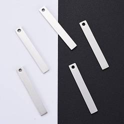 Нержавеющая Сталь Цвет Устойчивы к потускнению 304 подвески из нержавеющей стали с гравировкой с четырех сторон, подвески для литературного искусства, зеркальная полировка, пустые теги тиснения, бар, цвет нержавеющей стали, 35x5x1.8 мм