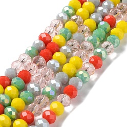 Gris Chapelets de perles en verre, facette, rondelle, grises , 8x6mm, Trou: 1mm, Environ 65~68 pcs/chapelet, 15.7~16.1 pouce (40~41 cm)