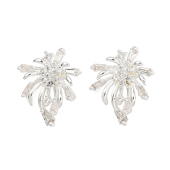 Серебро Латунные микропаве прозрачные подвески с фианитом, фейерверки, серебряные, 16x13.5x6 мм, отверстие : 1.8 мм