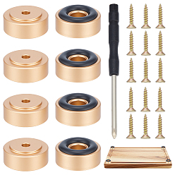 Матовый Золотой Цвет 8шт. алюминиевых антивибрационных ножек для аудиооборудования, в комплекте 32 железный винт и 1 отвёртки, матовый золотой цвет, 19.5x9 мм, отверстие : 3.5 мм