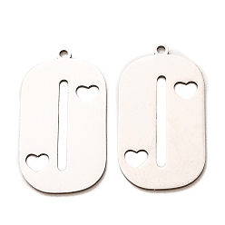 Stainless Steel Color 201 Stainless Steel Pendants, Number 0 with Heart Charms, Laser Cut, Cut-Out, Stainless Steel Color, 27x15x1mm, Hole: 1.5mm