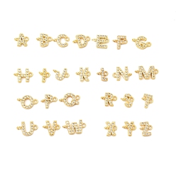Золотой 26шт 26 стили латунь микро паве прозрачный кубический цирконий подвески-соединители, Письмо ~ Z, золотые, 7.5~8x6.5~13.5x2 мм, отверстие : 1~1.2 мм, 1 шт / стиль