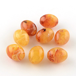 Goldenrod Oval Imitation Gemstone Acrylic Beads, Goldenrod, 20x15mm, Hole: 2mm, about 170pcs/500g
