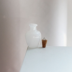 Белый Стеклянные пустые подвески для бутылок желаний, с пробковыми пробками и петлями, белые, 20x27 мм