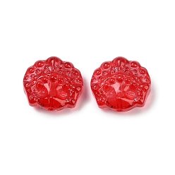 Красный Прозрачные стеклянные бусины, Пекинская опера маски, спекающийся лак, красные, 17x18x8 мм, отверстие : 1.2 мм