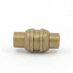 Antique Bronze Brass Magnetic Clasps with Glue-in Ends, Column, Antique Bronze, 17x9mm, Hole: 5mm
