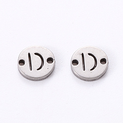 Letter D Anlaufgeschützt 201 Glieder aus Edelstahl, Laserschnitt, flach rund mit Brief, letter.d, 6x6x1 mm, Bohrung: 0.8 mm