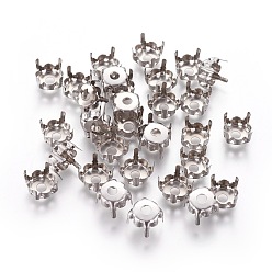 Stainless Steel Color 201 Stainless Steel Sew on Prong Settings, Rhinestone Claw Settings, Flat Round, Stainless Steel Color, 7.5x6mm, Tray: 7mm, fit for SS33 Diamond Shape Rhinestone