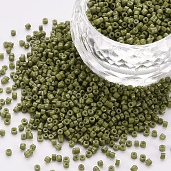 Olive Glaszylinderperlen, Perlen, Backen Farbe, Rundloch, Olive, 1.5~2x1~2 mm, Bohrung: 0.8 mm, ca. 45000 Stk. / Beutel, ungefähr 1Pfund/Beutel
