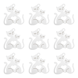 Нержавеющая Сталь Цвет 50шт. 304 филигранные подвески из нержавеющей стали, гравированные металлические украшения, кошка, цвет нержавеющей стали, 18.5x17.5x0.2 мм, отверстие : 1.5 мм