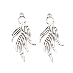 Нержавеющая Сталь Цвет 201 подвески из нержавеющей стали, очарование листа, лазерная резка, цвет нержавеющей стали, 32.5x16x1 мм, отверстие : 1.5 мм