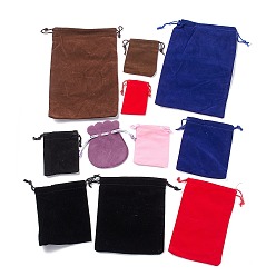 Mixed Color Velvet Packing Pouches, Drawstring Bags, Rectangle, Mixed Color, 7.5~22x~5~14.4cm