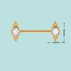 Золотой 304 Кольца для сосков из нержавеющей стали с кристаллами и стразами, золотые, 10x5 мм