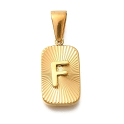 Letter F 304 подвески из нержавеющей стали, прямоугольник с подвеской в виде буквы, реальный 18 k позолоченный, Буква F, 22x12.5x4 мм, отверстие : 8x4 мм