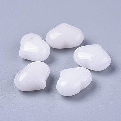 White Jade Natural White Jade Heart Love Stone, Pocket Palm Stone for Reiki Balancing, 20x25x11~13mm