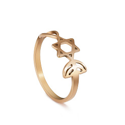 Розовое Золото Кольца из нержавеющей стали «Луна и звезда Давида», украшения для унисекс, розовое золото , 7 мм, размер США 10 (19.8 мм)