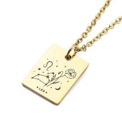 Лео Цветок на день рождения 304 подвески из нержавеющей стали для женщин, кабель ожерелья цепи, реальный 18 k позолоченный, Лев, 17.72 дюйм (45 см), Кулон : 17x13 мм