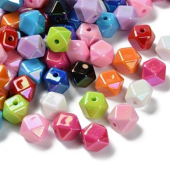 (52) Непрозрачная лаванда Непрозрачные акриловые бусины с УФ-покрытием, радужный, многоугольник, граненые, разноцветные, 15.5x19x19 мм, отверстие : 3 мм