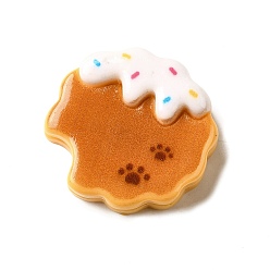 Food Кабошон из непрозрачной смолы с рисунком в виде отпечатка лапы, печенье, 23x22.5x8 мм