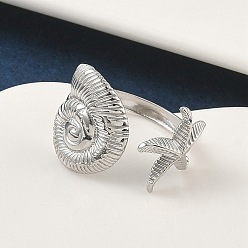 Морская звезда 304 открытые манжеты из нержавеющей стали для женщин, цвет нержавеющей стали, морская звезда, размер США 6 (16.5 мм)