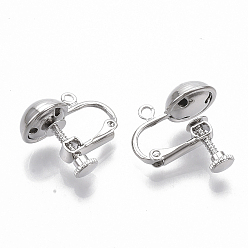 Платина Латунный винт на конвертере серьги, спиральный зажим для ушей, для не проколотых ушей, с петлей, без никеля , Реальная платина, 18~19x17x10.5 мм, отверстие : 1.6 мм