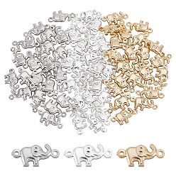 Mixed Color 60Pcs 3 Colors Brass Links Connectors, Elephant Shape, Mixed Color, 14x6.5x2.5mm, Hole: 1mm, 60pcs/box