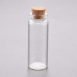 Прозрачный Стеклянная бусина контейнеры, с пробкой, бутылка желаний, прозрачные, 2.15x5.95 см, емкость: 12 мл (0.4 жидких унций)