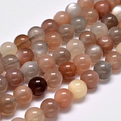 Multi-Moonstone Нити из бисера из натурального лунного камня класса аа, круглые, 6~7 мм, отверстие : 1 мм, около 63 шт / нитка, 15.5 дюйм