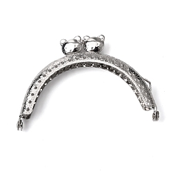 Platinum Iron Purse Frames Handles, Half Round with Cat, for Bag Accessories, Platinum, 6x8.8x1.15cm, Inner Diameter: 8cm