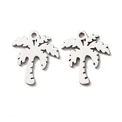 Нержавеющая Сталь Цвет 304 подвески из нержавеющей стали, очарование пальмы, цвет нержавеющей стали, 13x11.5x1 мм, отверстие : 1.2 мм
