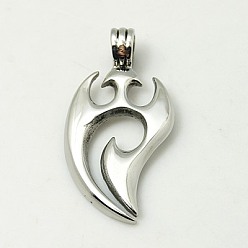 Нержавеющая Сталь Цвет Устойчивые к потускнению 304 подвески из нержавеющей стали, прибой, цвет нержавеющей стали, 44x22x2.5 мм, отверстие : 6 мм