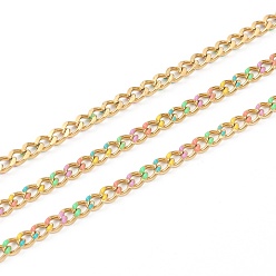 Разноцветный Ручной работы 304 эмалированные цепи из нержавеющей стали, золотые, с катушкой, несварные, долговечный, овальные, красочный, 5x4x1.5 мм, 32.8 футов (10 м) / рулон