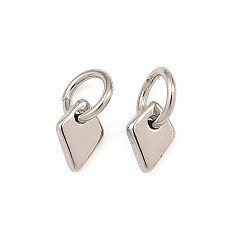 Platinum Brass Charms, Rhombus Charms, Rack Plating, Long-Lasting Plated, Lead Free & Cadmium Free, Platinum, 4x3x1mm, Hole: 2.5mm