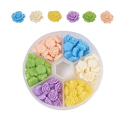 Gemischte Farbe Undurchsichtigen Cabochons, Blume, Gemischte Farbe, 10x4 mm, über 20pcs / Farbe, 120 Stück / Karton