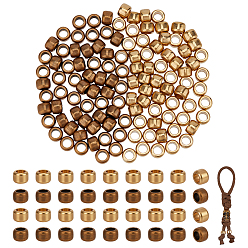 Без Покрытия 120шт 2 цвета латунь edc европейские бусины, бусины из парашютной нити, бусины с большим отверстием, ремешок для ножа, брелок-браслет, рондель, сырой (без покрытия), 7x4.5 мм, отверстие : 4.5 мм, 60 шт / цвет