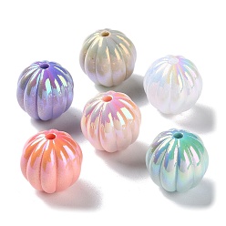 (52) Непрозрачная лаванда Uv акриловые покрытия бусины, тыква, разноцветные, 16~16.5 мм, отверстие : 2.2 мм