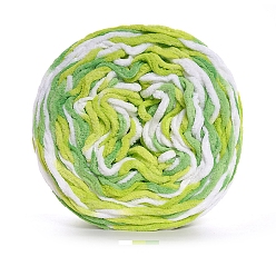 Зелено-Желтый Супер мягкая толстая хлопковая пряжа для вязания, пряжа амигуруми, пряжа для вязания крючком, для свитера, шапки, носков, детских одеял, сегмент окрашенный, зеленый желтый, 5 мм