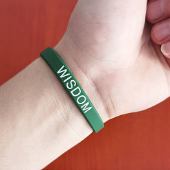 Зеленый Силиконовые браслеты с мотивирующими цитатами, браслеты для женщин и мужчин, мудрость, зелёные, 7-1/2 дюйм (19 см)