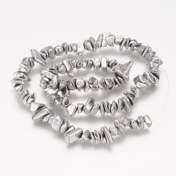 с Платиновым Покрытием Гальванизировать немагнитных синтетический гематит бисер пряди, самородки, с покрытием платиным, 5~15x4~8 мм, отверстие : 1 мм, 15.5 дюйм ~ 16.4 дюйм