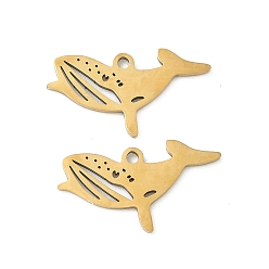 Whale 201 подвески из нержавеющей стали, ионное покрытие (ip), реальный 18 k позолоченный, кит, 11x19.5x1 мм, отверстие : 1.4 мм