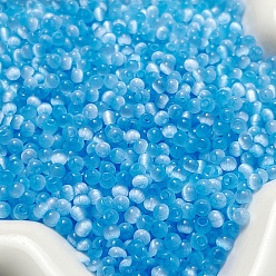 Озёрно--синий Имитация кошачьего глаза стеклянные бусины, два тона, круглые, Плут синий, 4x3 мм, отверстие : 1.2 мм, около 10 г / набор, 140 шт / комплект