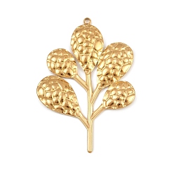 Настоящее золото 18K 304 подвески из нержавеющей стали, лист прелести, ионное покрытие (ip), реальный 18 k позолоченный, 42.5x29.5x2 мм, отверстие : 1.4 мм