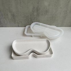 White DIY Silicone Eyeglass & Sunglasses Tray Molds, Storage Molds, Resin Casting Molds, for UV Resin, Epoxy Resin Craft Making, White, 189x92x19.5mm & 185x90x19mm, 2pcs/set